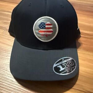 Black Two-Tone Baseball Cap with American Flag Clover Patch